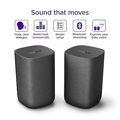 Roku Wireless Speakers (for Roku Streambars or Roku TV),Black