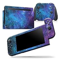 Compatible with Nintendo Switch OLED Console Bundle - Skin Decal Protective Scratch-Resistant Removable Vinyl Wrap Cover - Azure Nebula