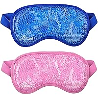 Thrive Hot & Cold Gel Bead Eye Mask/Sleep Mask (2 Pack) - FSA HSA Approved - Larger Size Designed for Multi Use with Adjustable Strap for Maximum Coverage and Comfort (Blue & Pink)