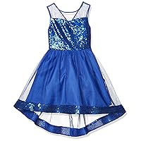 Amy Byer Girls' Dress with Illusion Bodice and Sequin Hem