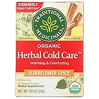Traditional Medicinals Organic Herbal Cold Care Elderflower Spice Herbal Tea, Warm & Comforting Seasonal Wellness, (Pack of 1) - 16 Tea Bags