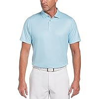 Men's Double Knit Print Short Sleeve Golf Polo Shirt with Sun Protection