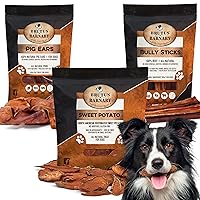 BRUTUS & BARNABY 12 Pig Ears, 12 Bully Sticks, Sweet Potato Treats (14oz) - with no Added Colorings, Chemicals or Hormones