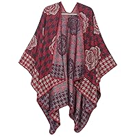 Sakkas Lupe Womens Reversible Poncho Wrap Cape Shawl Sweater Coat Cardigan Pattern