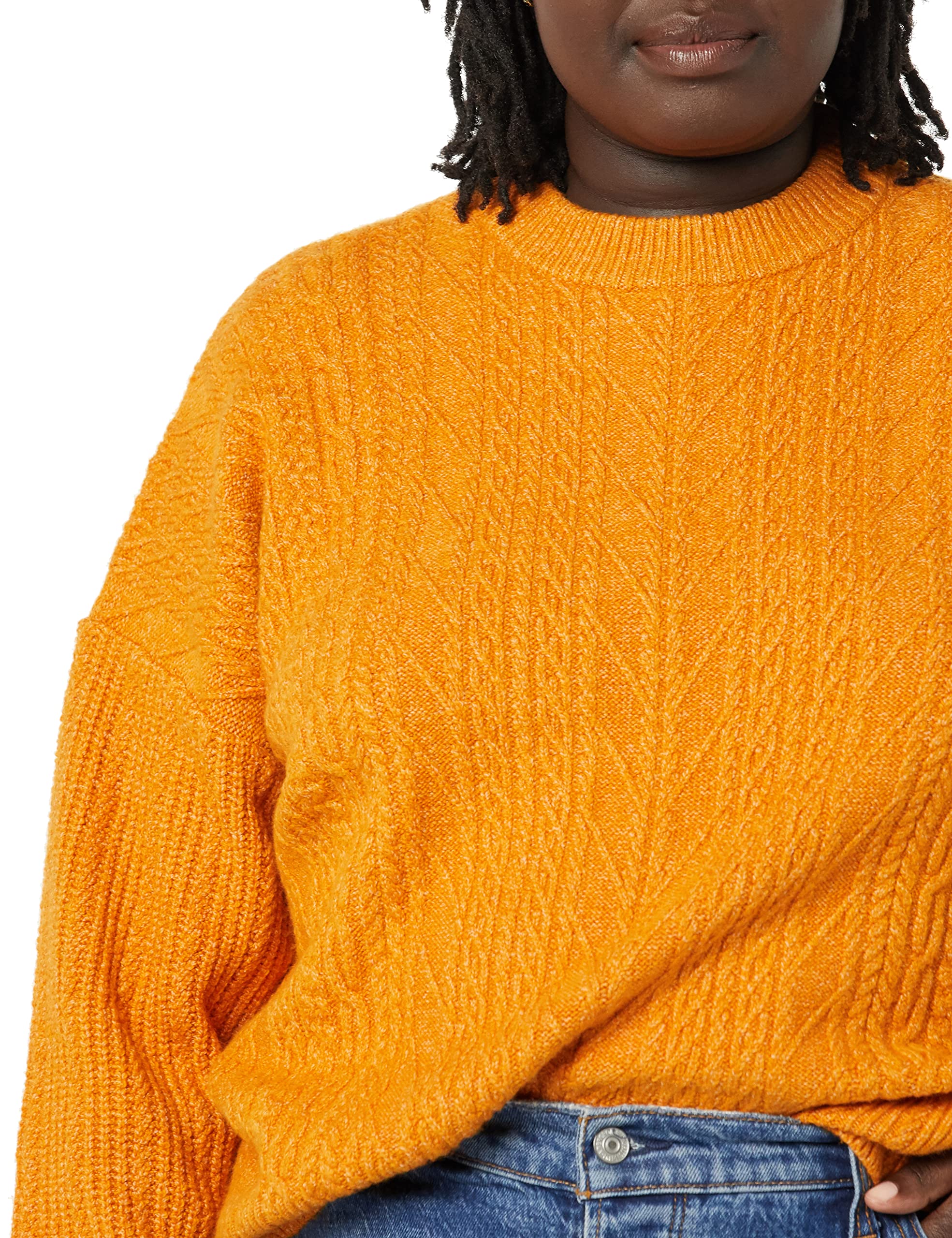 Amazon Essentials Women's Soft-Touch Modern Cable Crewneck Sweater (Available in Plus Size)