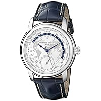 Frederique Constant Men's 'World Timer' Silver Dial Blue Leather Strap Swiss Automatic Watch FC-718WM4H6