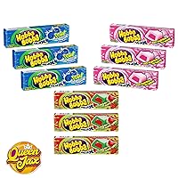 Hubba Bubba Max Bubble Gum - Variety Pack 3 Flavors (Total of 9 Packs of Gum) - Sour Blue Raspberry Bubble Gum - Strawberry Watermelon Bubble Gum - Outrageous Original Bubble Gum - 3 Packs of Each Juicy Flavor - 9 Packs of Gum in total - Fresh Candy - Queen Jax
