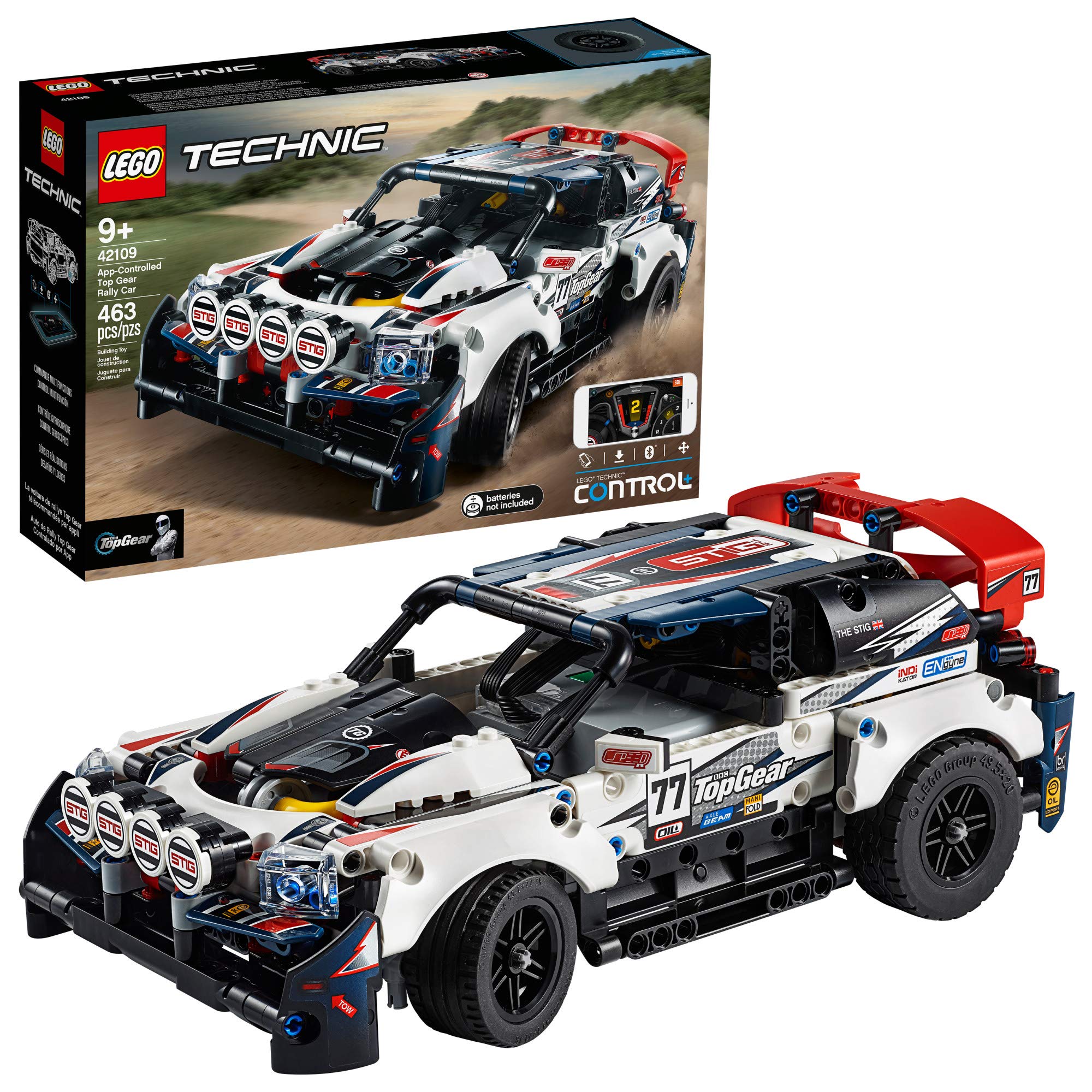 LEGO Technic App-Controlled Top Gear Rally Car 42109 Racing Toy Building Kit (463 Pieces)