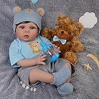 Reborn Baby Dolls 22-Inch Real Life Newborn Baby Dolls Soft Cloth Body Lifelike Baby Doll Boys with Clothes and Toy Accessories Life Size Realistic Baby Dolls for Kids Age 3+