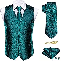 Barry.Wang Formal Men Vest Paisley Jacquard Silk Tie Suit Waistcoat Set Wedding 5PCS