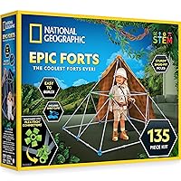 NATIONAL GEOGRAPHIC Creative Indoor Fort Building Kit - 135 Pieces for Kids Ages 6-12, STEM Building Toys for Imaginative Play, Blanket Fort (Amazon Exclusive)