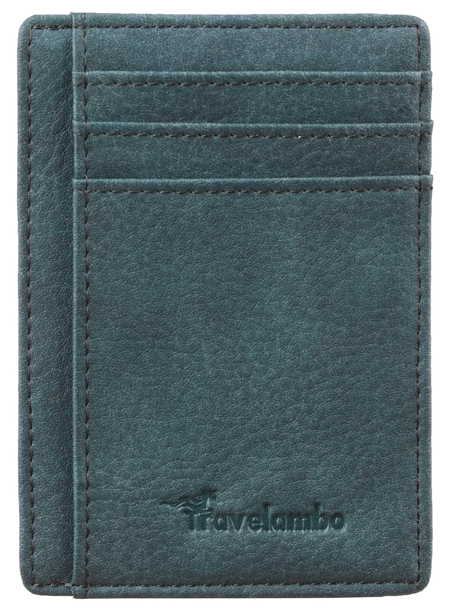 Travelambo Front Pocket Minimalist Leather Slim Wallet RFID Blocking Medium Size