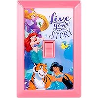 Disney Princess LED Light Switch, Night Light for Kids, Battery Operated, Room Décor, Manual ON/OFF, Playrooms, Bedrooms, Bathroom and More, Pink, 44487