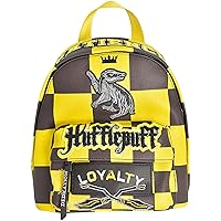 Concept One Fred Segal Harry Potter Mini Backpack, Checkered Small Travel Bag for Men and Women, Hufflepuff, 10.5 Inch