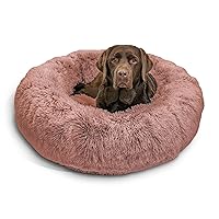Best Friends by Sheri The Original Calming Donut Cat and Dog Bed in Shag Fur Dusty Rose, Large 36
