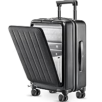 Carry on Luggage with Front Compartment, Airline Approved, 20-Inch Suitcases with Wheels for Trips, Men, Women, 22 X 14 X 9 Inches, Midnight Black