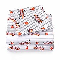 1500 Supreme Kids Bed Sheet Collection - Fun Colorful and Comfortable Boys and Girls Toddler Sheet Sets - Deep Pocket Wrinkle Free Soft and Cozy Bedding - Full, Fire Engine