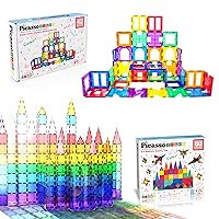 PicassoTiles 60PC Magnet Tiles + 42PC Clip-in Windows & Doors Building Bundle: STEAM Educational Playset for Creative, Fun and Learning Construction Play, Design Art Project Toy Gift Idea for Kids