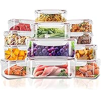 Plastic Food Storage Container Set with Airtight Lids - Pack of 24 (12 Containers & 12 Snap Lids)- Reusable & Leftover Lunch Boxes - Leak Proof & Microwave Safe