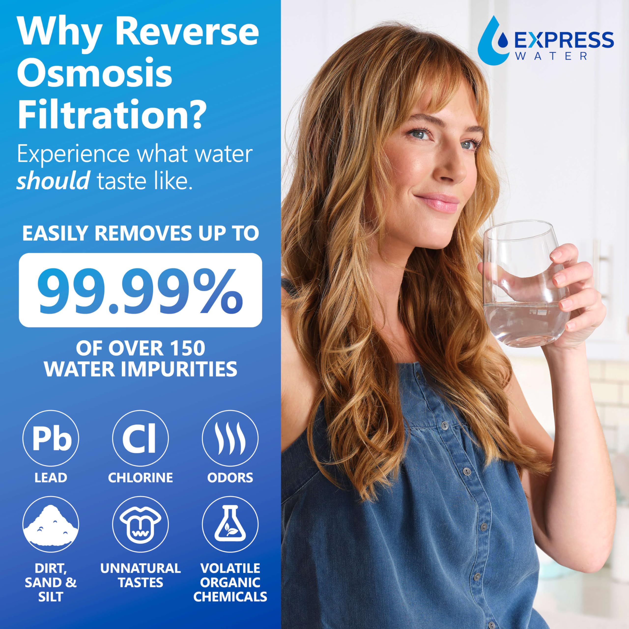 Express Water 600 GPD Tankless Reverse Osmosis System - 2:1 Pure to Drain Reverse Osmosis Water Filter System, Easy Install, Quick Twist Filters RO Water System - RO System Under Sink, Brushed Nickel