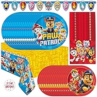 Paw Patrol Birthday Decorations | Serves 16 Guests | Officially Licensed Paw Patrol Party Supplies | Banner, Tablecloth, Plates, Napkins, Sticker