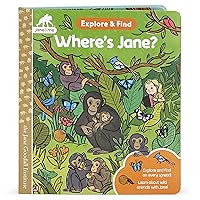 Where's Jane Look, Explore, & Find: A Hidden Pictures Board Book from the Jane Goodall Institute - Search For Animals in the Wilderness Including Chimpanzees, Leopards, Tigers, Cheetahs, and More!