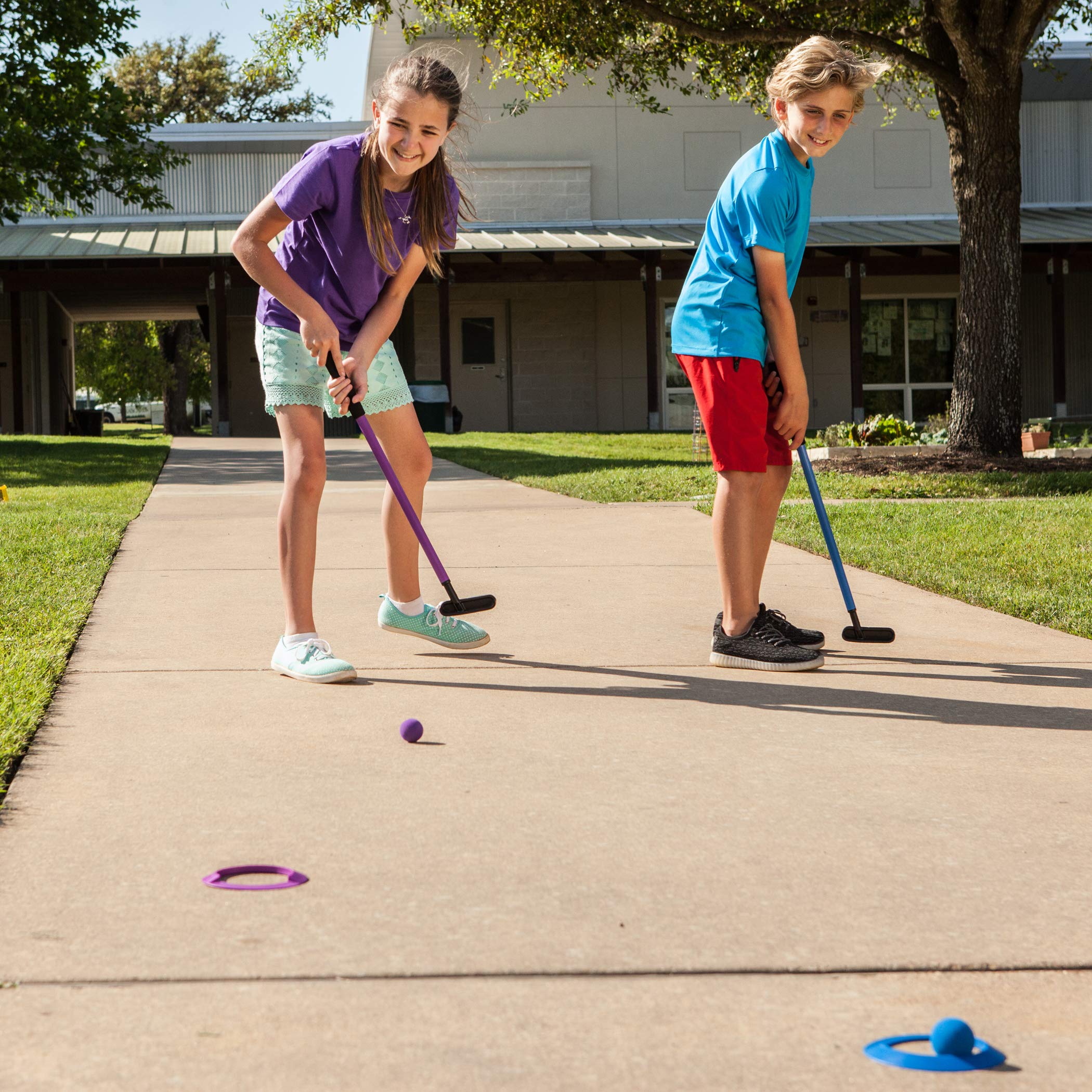 Champion Sports Mini Golf Clubs: Multi Colored Putt Putt Miniature Golfing Set for Kids - 6 Putters 18 Holes & 18 Balls