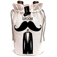 Sandy Mertens Celebrations - Groom with Top Hat, Mustache and Tuxedo - Wine Bag (wbg_212966_1)