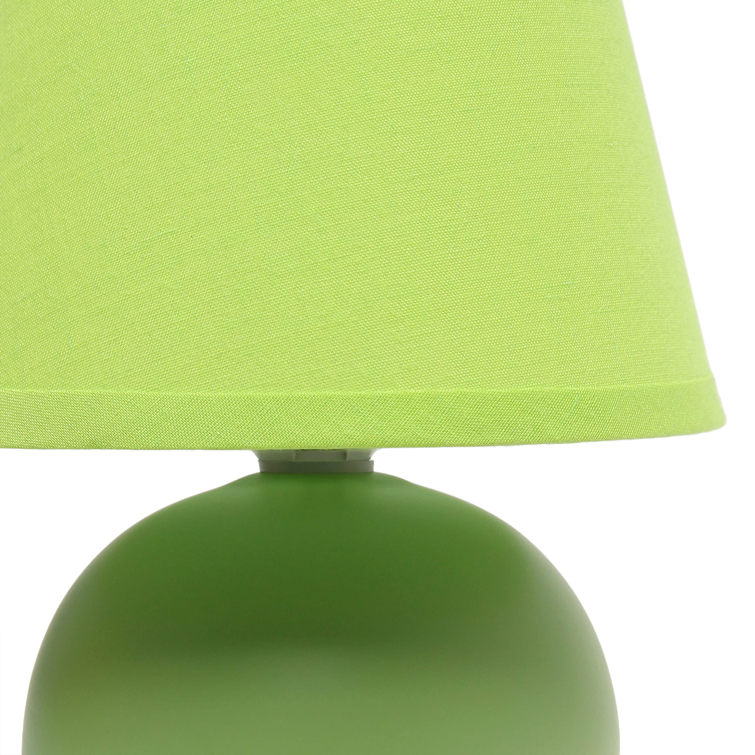 Simple Designs LT2008-GRN-2PK Mini Ceramic Globe Table Lamp 2 Pack Set with Matching Fabric Shade, Green