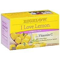 Bigelow Tea I Love Lemon with Vitamin C Herbal Tea, Caffeine Free, 20 Count (Pack of 6), 120 Total Tea Bags