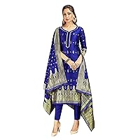 Elina fashion Indian Pakistani Women's Readymade Dress Banarasi Art Silk Woven Salwar Kameez Silk Dupatta Stitched Suit