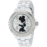 Disney Minnie Mouse Women's Enamel Spark White Alloy Watch, White Alloy Bracelet,W002804