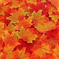 Naler Artificial Maple Leaves, Fall Colored Silk Maple Leaves Autumn Fall Leaves Bulk for Art Scrapbooking, Weddings, Autumn Party, Events and Decorating, 300pcs