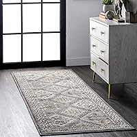 nuLOOM Becca Traditional Tiled Area Rug - 2x8 Runner Rug Transitional Charcoal/Ivory Rugs for Living Room Bedroom Dining Room Entryway Hallway Kitchen