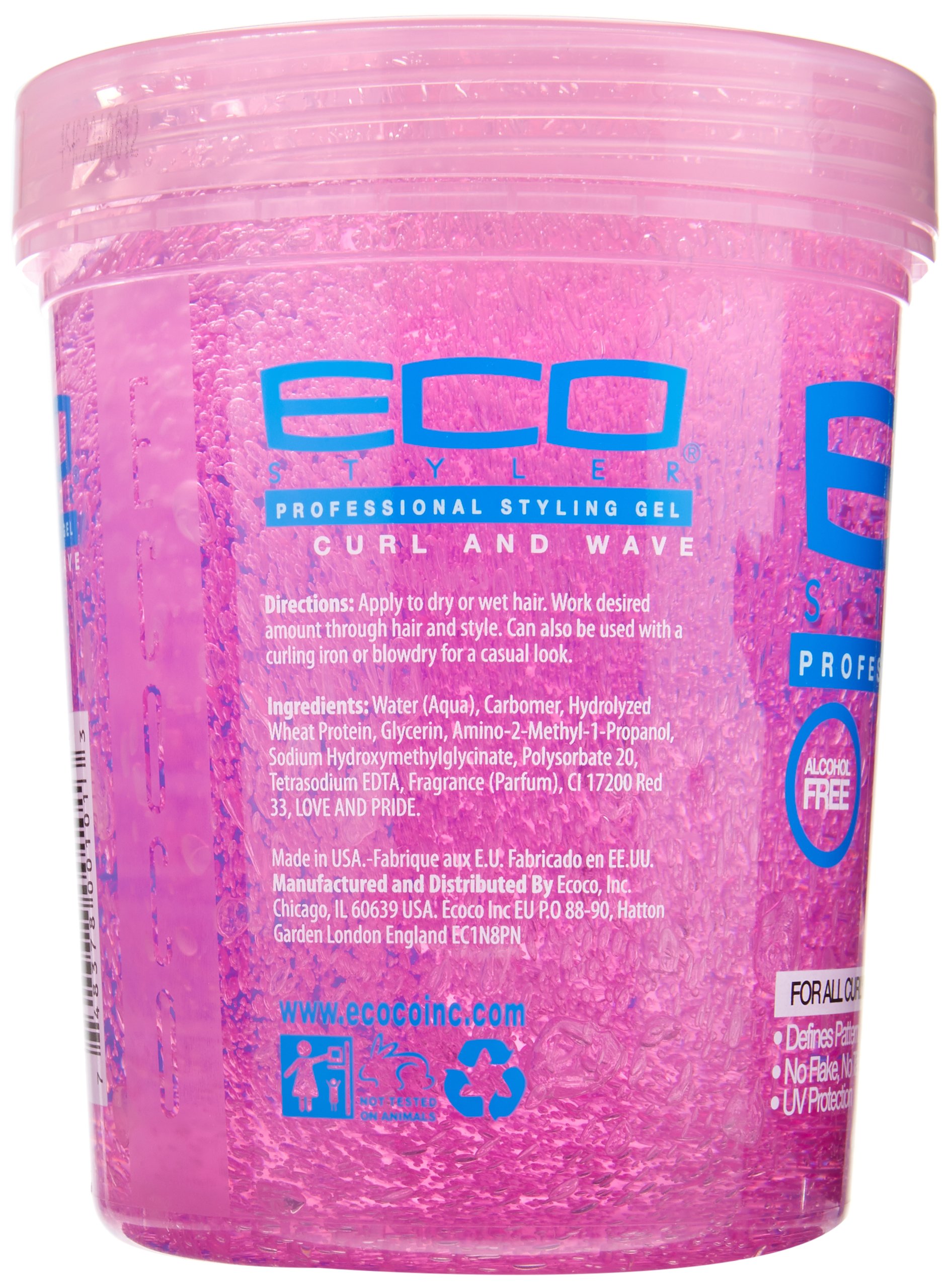 Ecoco Eco Style Hair Gel - Curl And Wave - Anti-Itch, Alcohol-Free Formula - Perfect Hold For Angled Or Tapered Sides - Ideal For Wavy Hair - No Flakes - Not Animal Tested - Moisturizes - 32 Oz