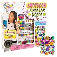 Just My Style Emoticon Message Beads, DIY 20+ Custom Accessories Using Symbols Alphabet Letters & Emojis, Great for Sleepover & Girls Night, Perfect Weekend Activity For Kids Ages 6, 7, 8, 9