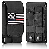 Tactical Molle Phone Cover Case, Heavy Duty Loop Belt Holster Pouch with Flag Patch for iPhone 15 Pro Max/15 Pro/14 Pro Max/13 Pro Max/12 Pro Max/11 Pro Max, for Samsung Galaxy S24 Ultra