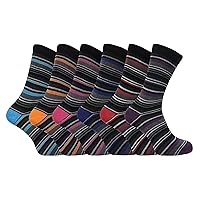 6 Pack Mens Plain Black/Striped/Argyle Cotton Crew Dress Socks with Patterns