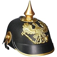 Forum Novelties - German Officer Pickelhaub Helmet - Plastic Imperial Prussian Helmet - Black & Gold Colored