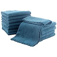 12 Pack Baby Washcloths - Extra Absorbent and Soft Wash Clothes for Newborns, Infants and Toddlers - Suitable for Baby Skin and New Born - Microfiber Coral Fleece 12x12 Inches, Ocean Aquamarine