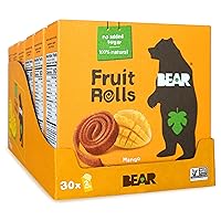 BEAR Real Fruit Yoyos, Mango, No Added Sugar, All Natural, Non GMO, Gluten Free, Vegan, Healthy On-The-Go Snack For Kids & Adults, 0.7 oz (Pack of 30)