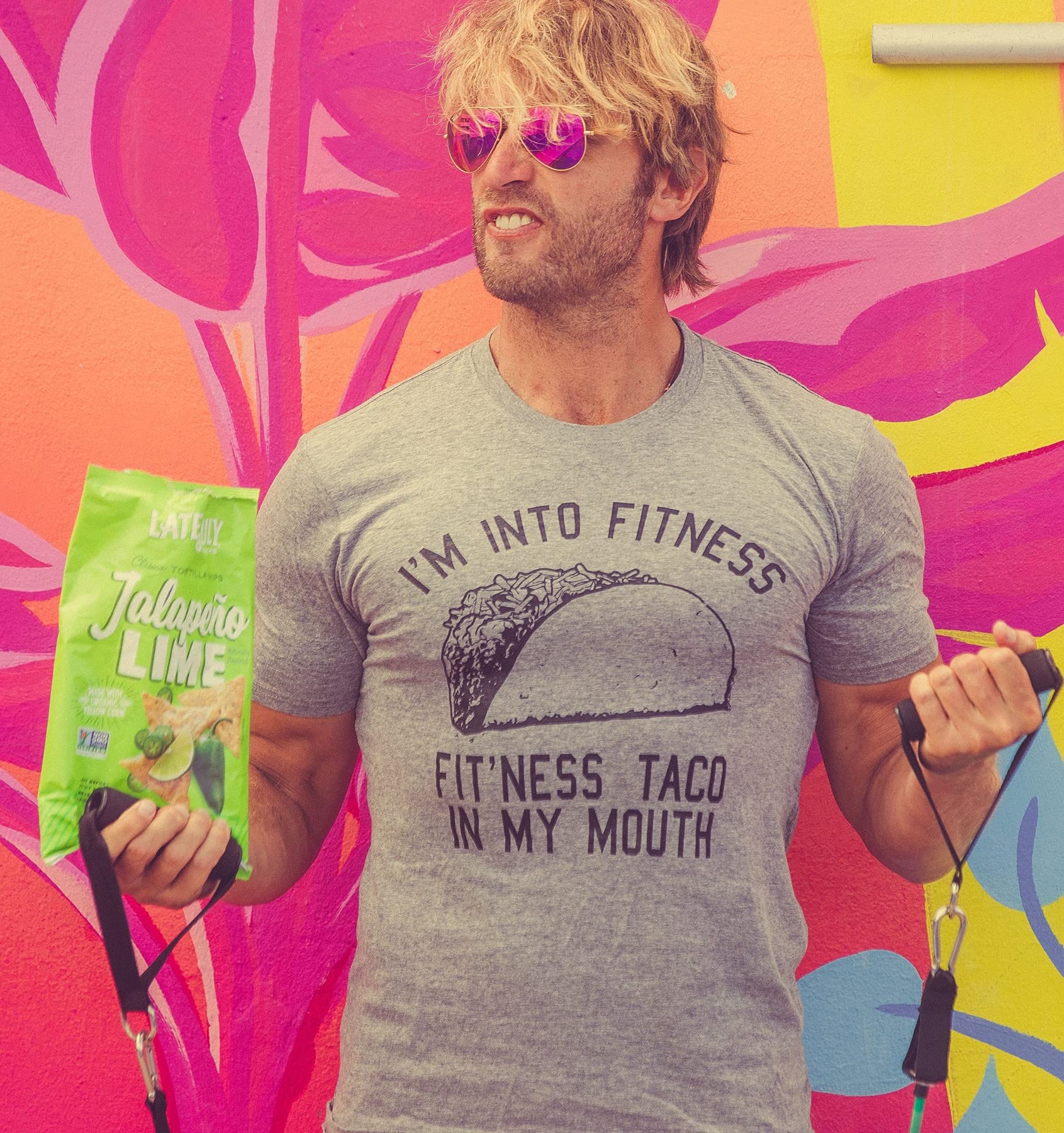 Crazy Dog Mens Graphic Funny T Shirt Im Into Fitness Taco in My Mouth Humor Novelty Shirt