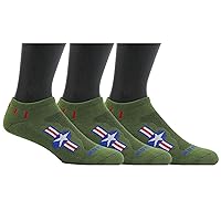 3-Pack Green with Red, White, and Blue American Star Performance No-Show Socks