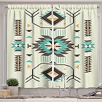 Ambesonne Southwestern Kitchen Curtains, Ethnic Illustration of a Zigzags Design Triangular Iconic Artwork Motifs, Window Drapes 2 Panel Set for Kitchen Cafe Decor, 55