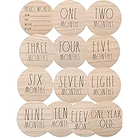Rae Dunn 12 Baby Milestone Plaques - Wooden Baby Monthly Milestone Props for Newborn Boy or Girl - First Year Baby Signs for Photo Shoot Photography Prop - Track The First 12 Months of Life