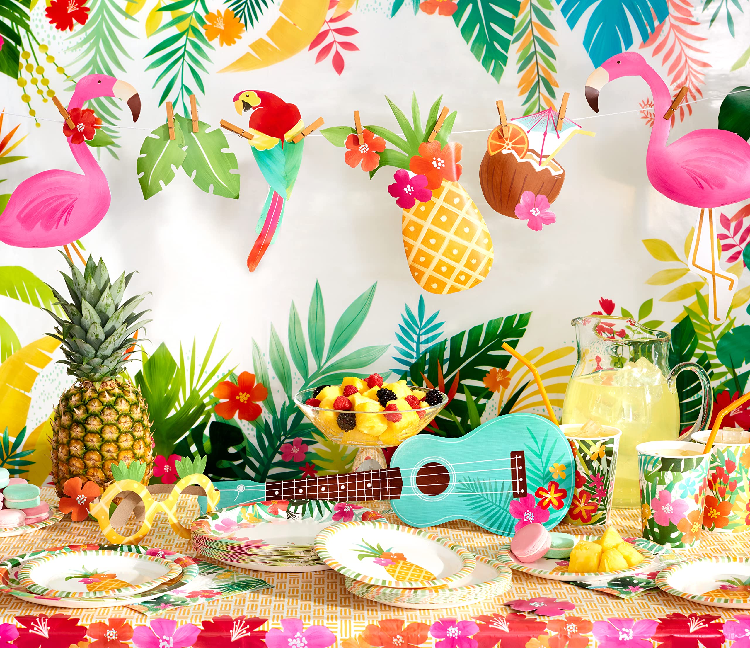 American Greetings Tropical Luau Party Supplies for BBQs and All Summer Parties, Photo Booth Props and Backdrop (22-Pieces)