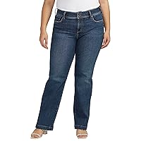 Silver Jeans Co. Women's Plus Size Suki Mid Rise Curvy Fit Trouser Leg Jeans-Legacy