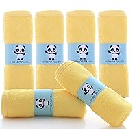 HIPHOP PANDA Baby Washcloths, Rayon Made from Bamboo - 2 Layer Ultra Soft Absorbent Newborn Bath Face Towel - Reusable Baby Wipes for Delicate Skin - Yellow, 6 Pack