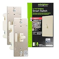 Almond Z-Wave Plus Smart Light Switch with QuickFit and SimpleWire, 3-Way Ready,Compatible with Alexa,Google Assistant, ZWave Hub Required,Repeater/Range Extender, Toggle, Pack of 2, 81174