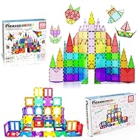 PicassoTiles 100PC Magnet Tiles + 42PC Clip-in Windows & Doors Building Bundle: STEAM Educational Playset for Creative, Fun and Learning Construction Play, Design Art Project Toy Gift Idea for Kids